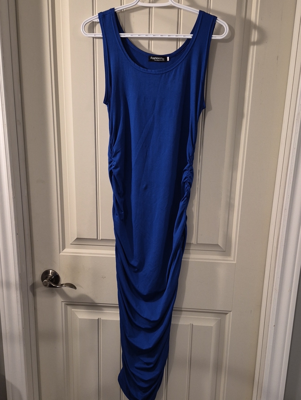 Sleeveless Ruched Maxi Dress in Cobalt Blue by Fashion Nova